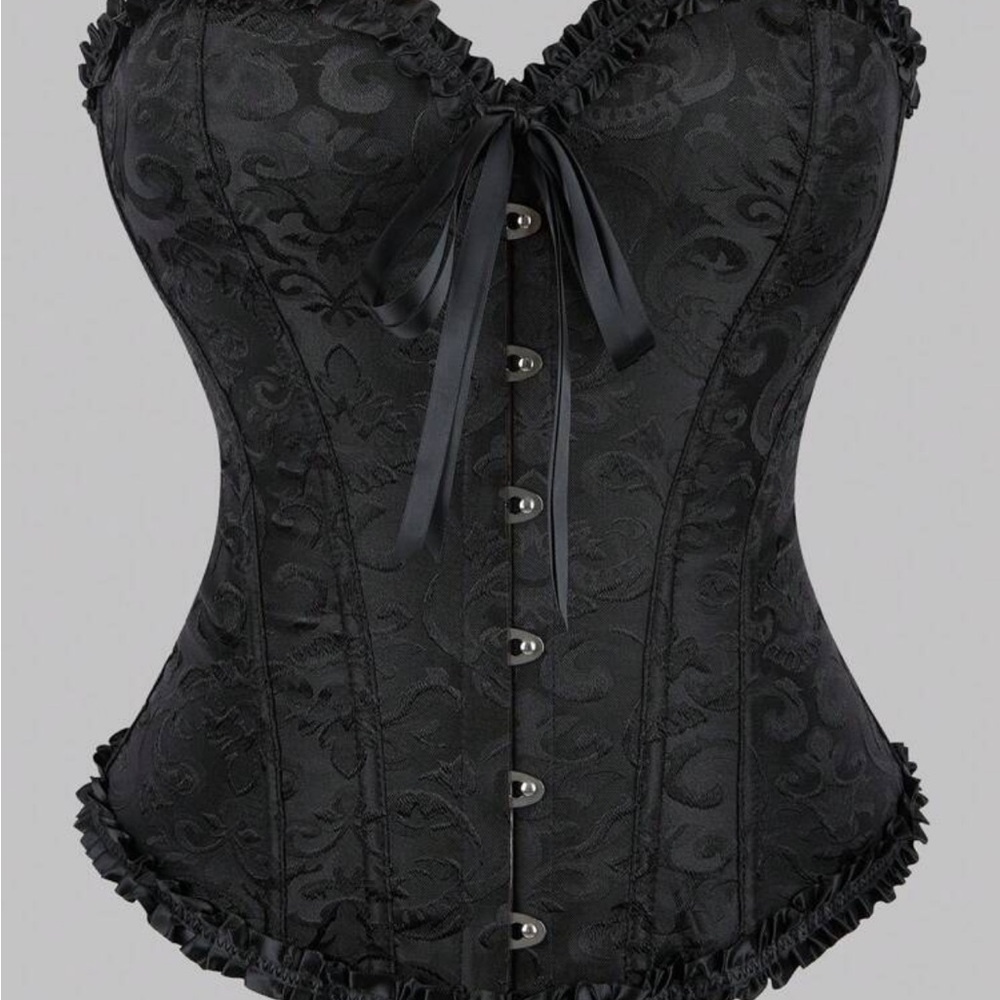 SHEIN Black Shapewear Corset with Ruffle Trim